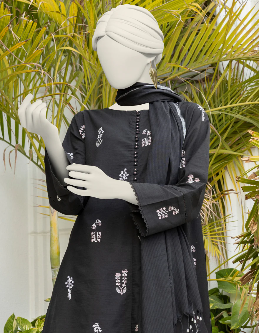 BLACK CAMBRIC 3PC UNSTITCHED | JLAWN-S-24-375 KHILA - Image 4