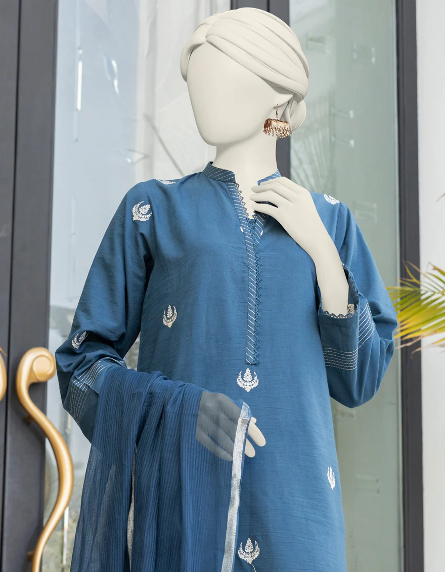 BLUE CAMBRIC 3PC UNSTITCHED | JLAWN-S-24-376 KHILA - Image 3