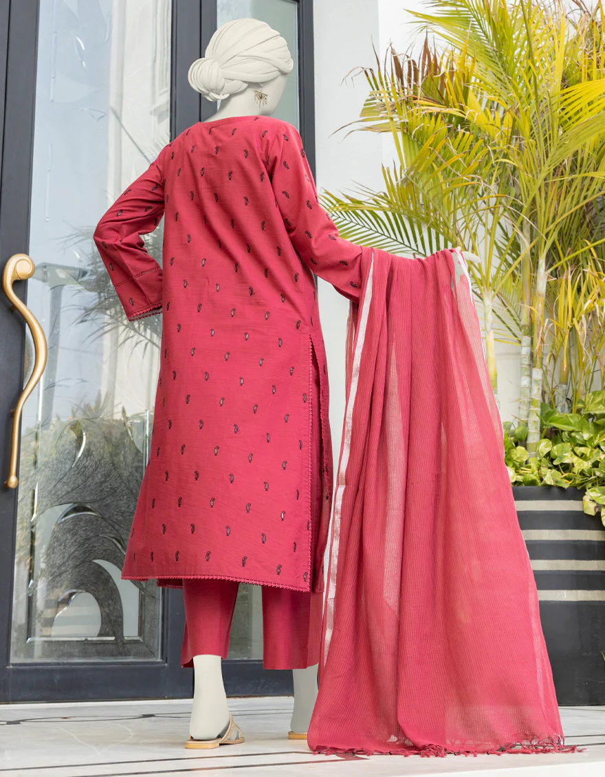 RED CAMBRIC 3PC UNSTITCHED | JLAWN-S-24-378 KHILA - Image 2