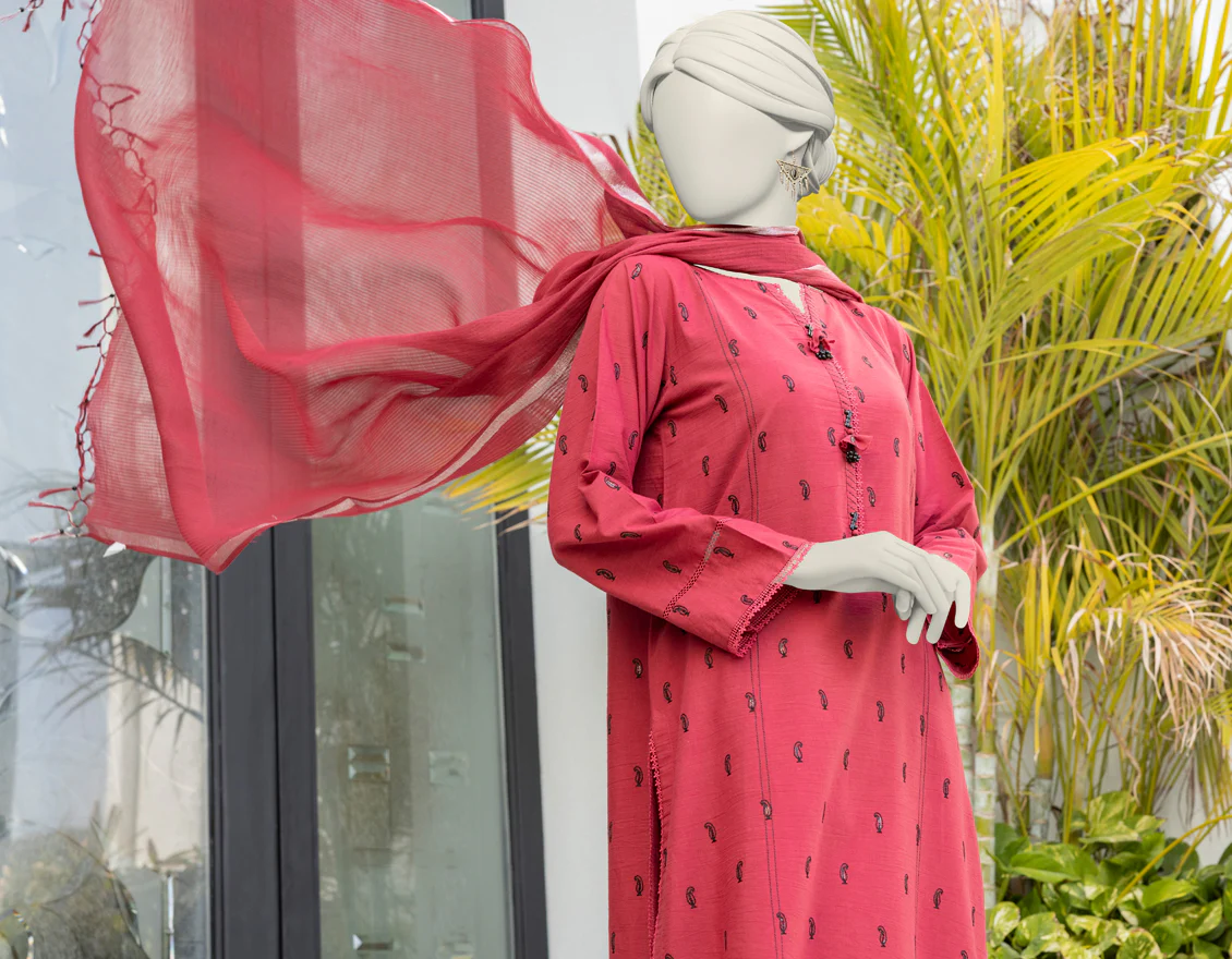 RED CAMBRIC 3PC UNSTITCHED | JLAWN-S-24-378 KHILA - Image 3