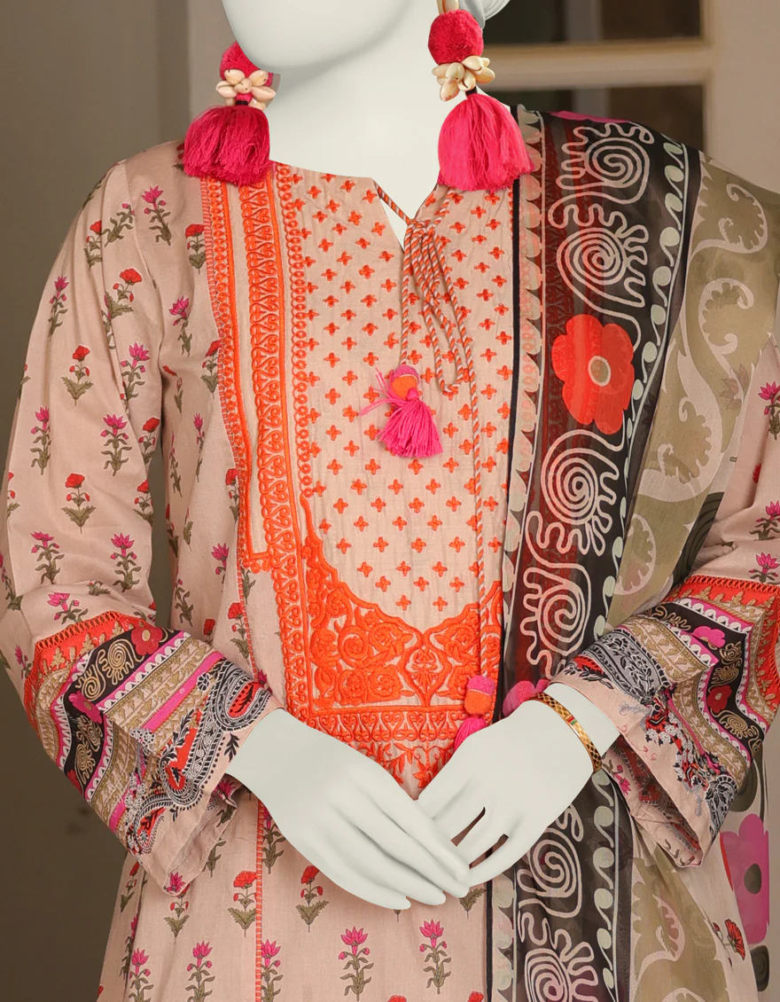 BROWN LAWN 3PC STITCHED | JLAWN-S-24-382/S FIRDOUS-4 - Image 3