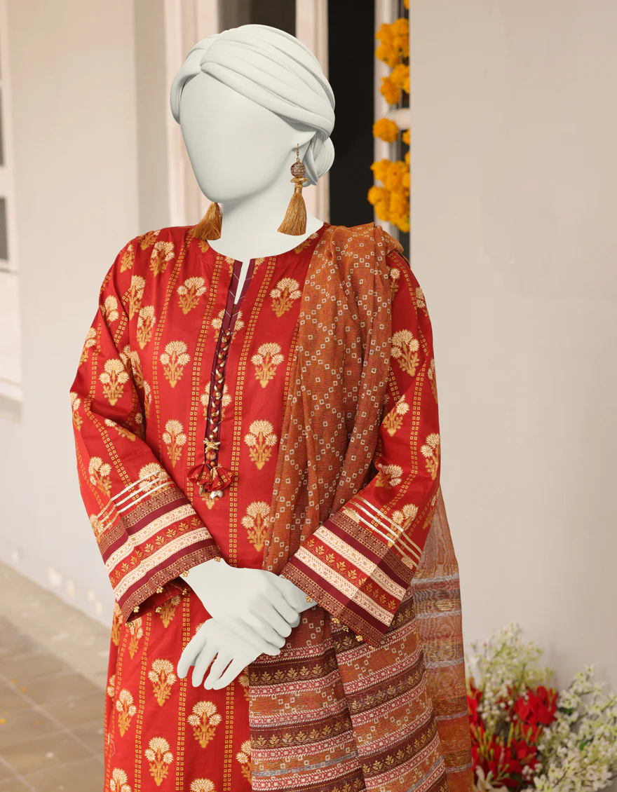 RED LAWN 3PC STITCHED | JLAWN-S-24-385/S ROYAL PEARL-03 - Image 3