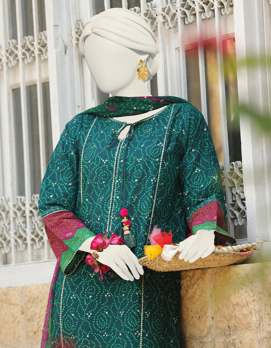 GREEN CAMBRIC 3PC STITCHED | JLAWN-S-24-388/S CHUNRI-2 - Image 2