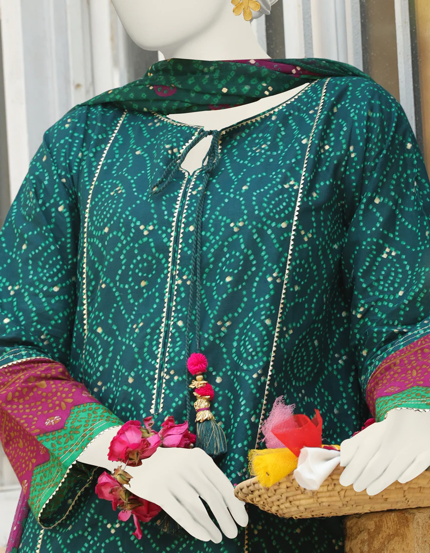 GREEN CAMBRIC 3PC STITCHED | JLAWN-S-24-388/S CHUNRI-2 - Image 3