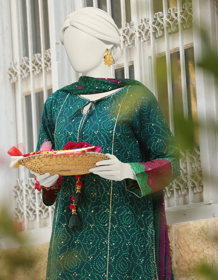 GREEN CAMBRIC 3PC STITCHED | JLAWN-S-24-388/S CHUNRI-2 - Image 4