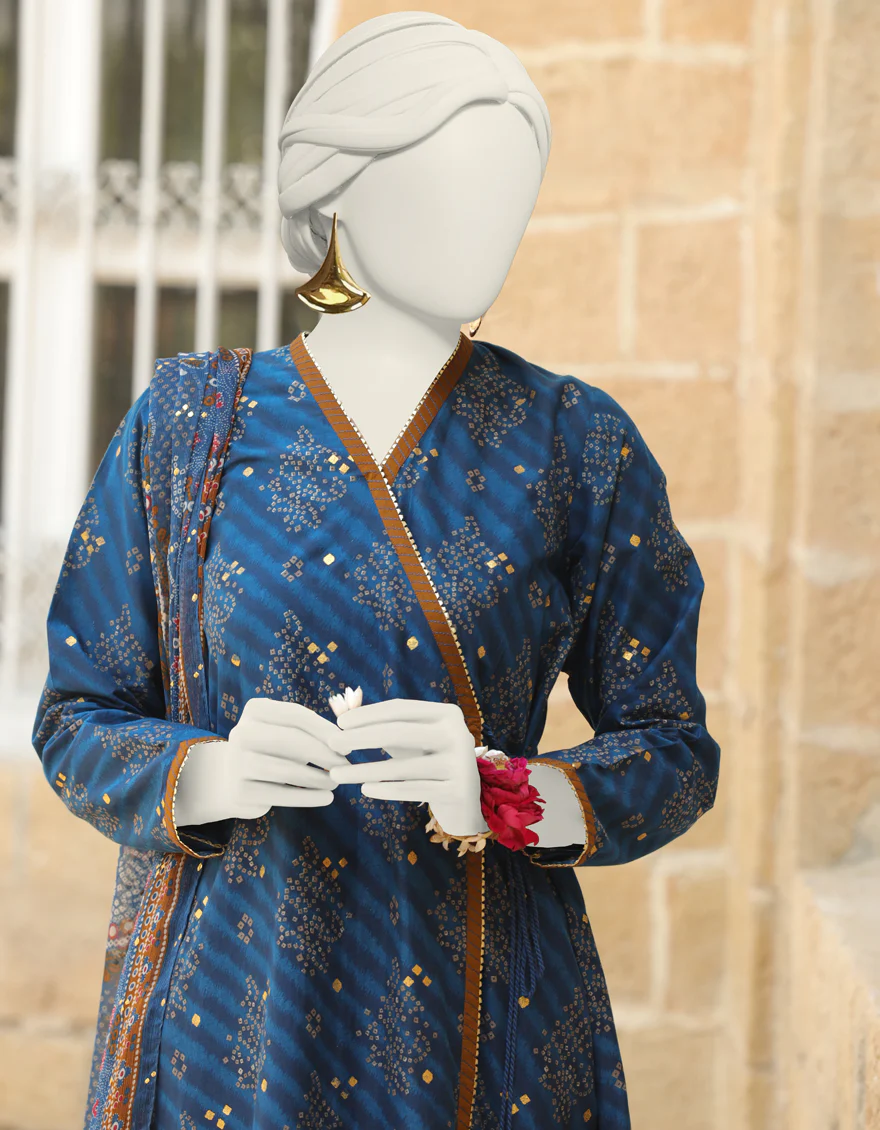 BLUE CAMBRIC 3PC STITCHED | JLAWN-S-24-390/S CHUNRI-4 - Image 2