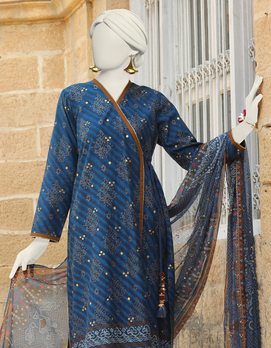BLUE CAMBRIC 3PC STITCHED | JLAWN-S-24-390/S CHUNRI-4 - Image 3