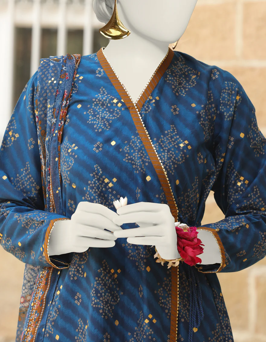 BLUE CAMBRIC 3PC STITCHED | JLAWN-S-24-390/S CHUNRI-4 - Image 4