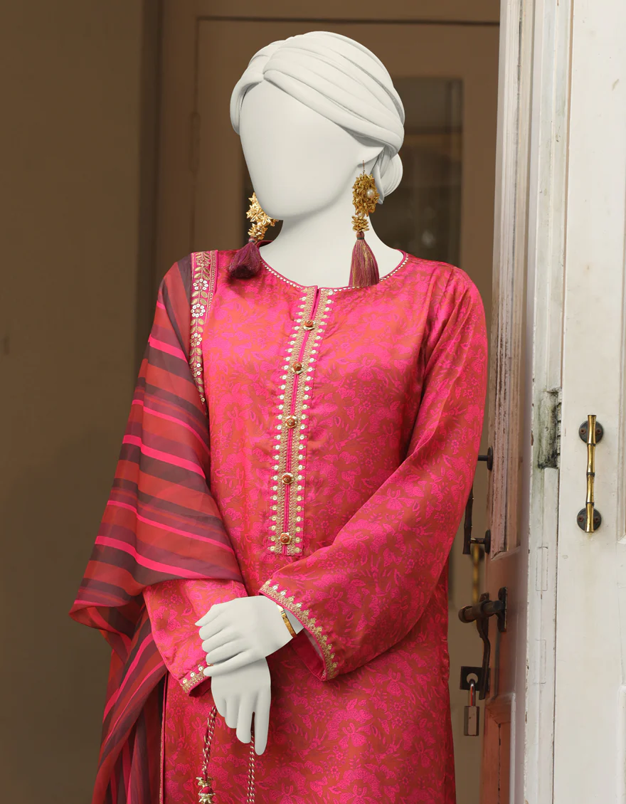 PINK IMPURE SILK 3PC STITCHED | JLAWN-S-24-404/S LIN - Image 3