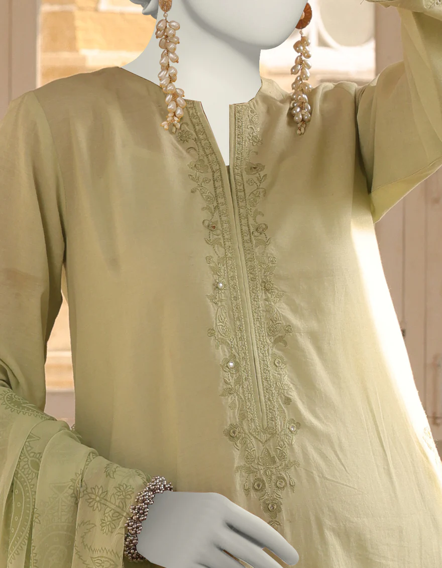 GREEN DYED 3PC STITCHED | JLAWN-S-24-407/S DHA - Image 2