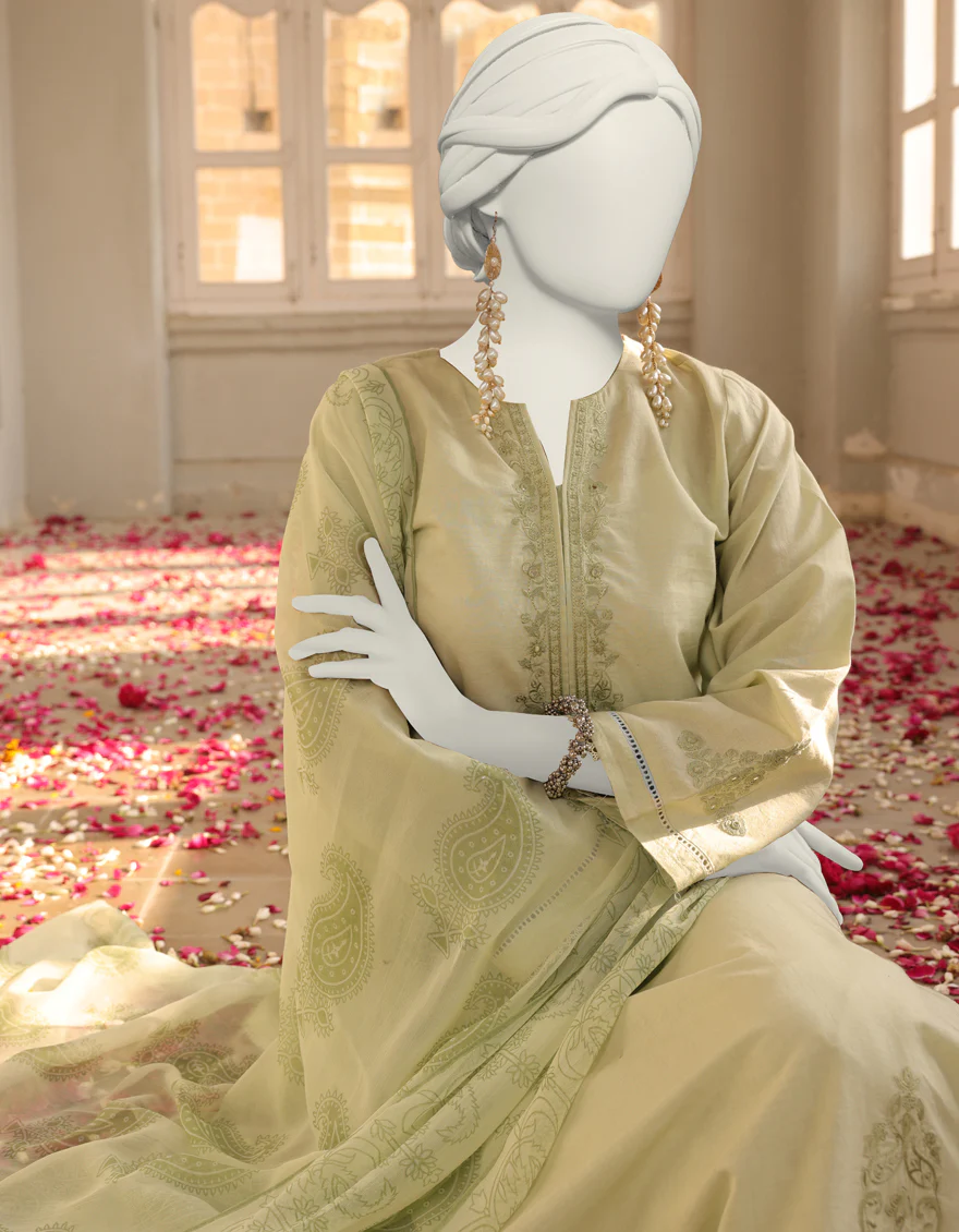 GREEN DYED 3PC STITCHED | JLAWN-S-24-407/S DHA - Image 3