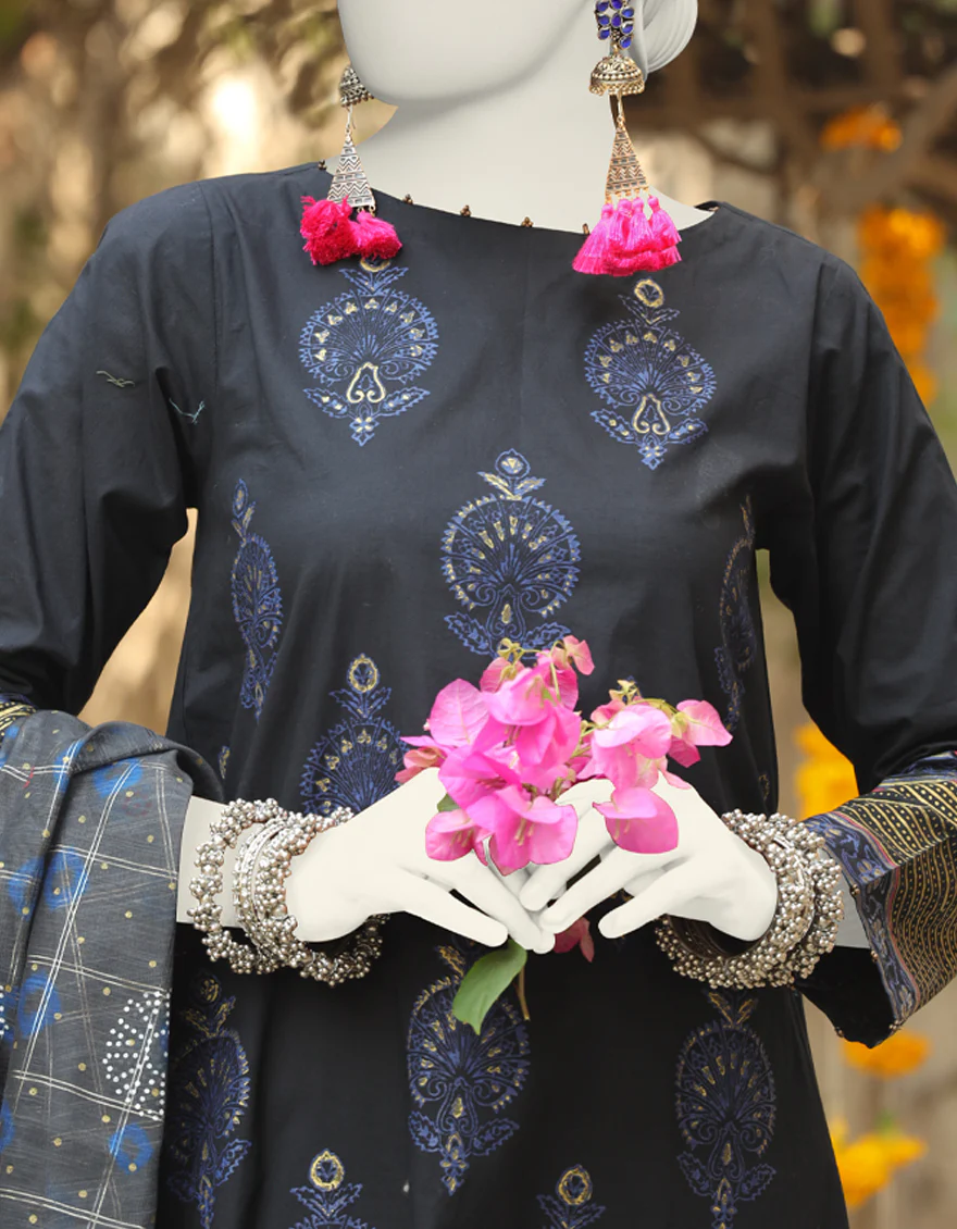 BLACK LAWN 3PC STITCHED | JLAWN-S-24-441/S BAN - Image 2