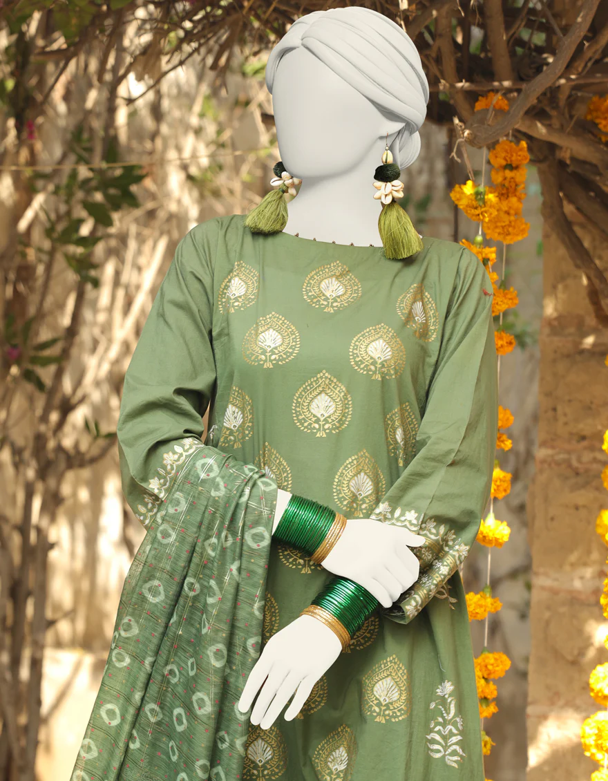 GREEN LAWN 3PC STITCHED | JLAWN-S-24-442/S BAN - Image 3