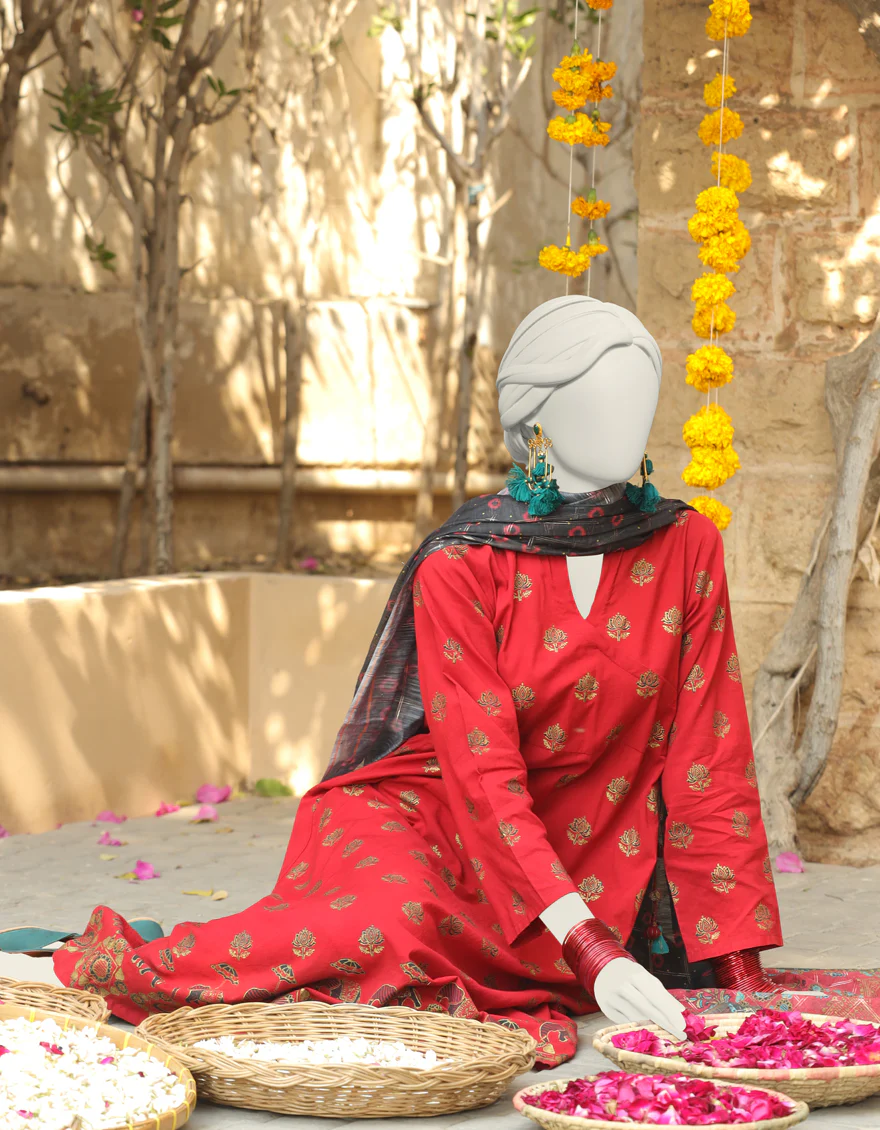 RED LAWN 3PC STITCHED | JLAWN-S-24-444/S BAN - Image 2