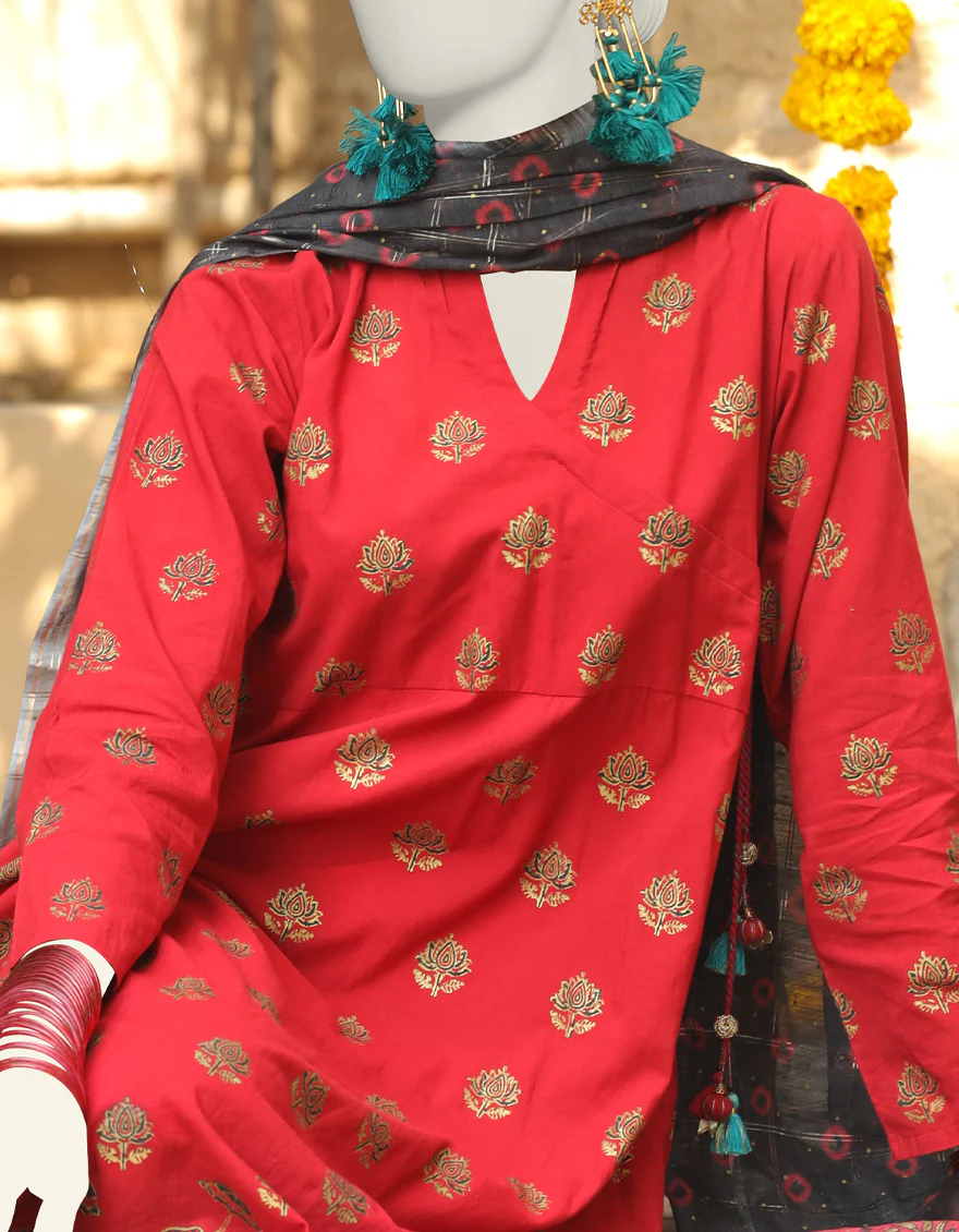 RED LAWN 3PC STITCHED | JLAWN-S-24-444/S BAN - Image 3