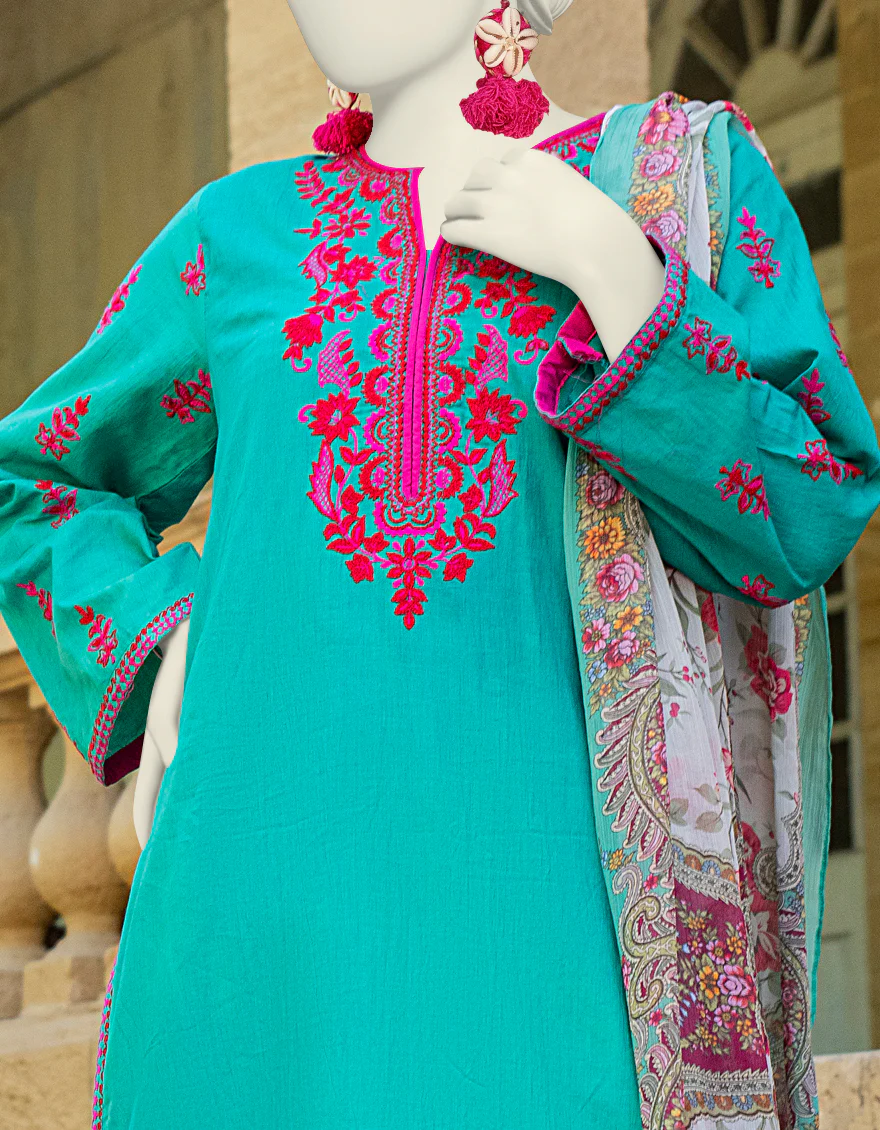 GREEN LAWN 3PC STITCHED | JLAWN-S-24-454/S POLISH-02 - Image 3