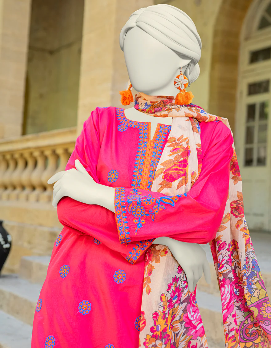 PINK LAWN 3PC STITCHED | JLAWN-S-24-455/S POLISH-03 - Image 2