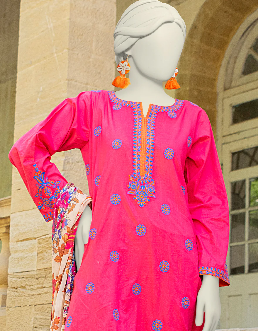 PINK LAWN 3PC STITCHED | JLAWN-S-24-455/S POLISH-03 - Image 3