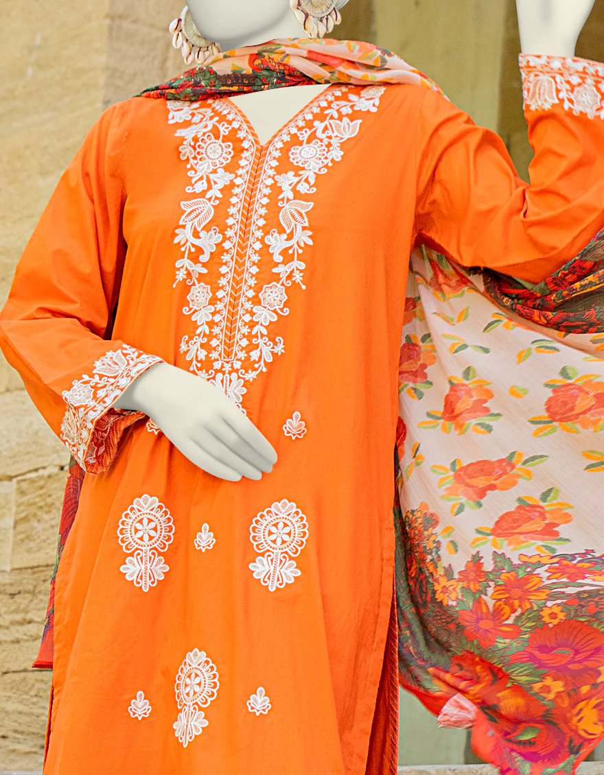 ORANGE LAWN 3PC STITCHED | JLAWN-S-24-456/S POLISH-04 - Image 3