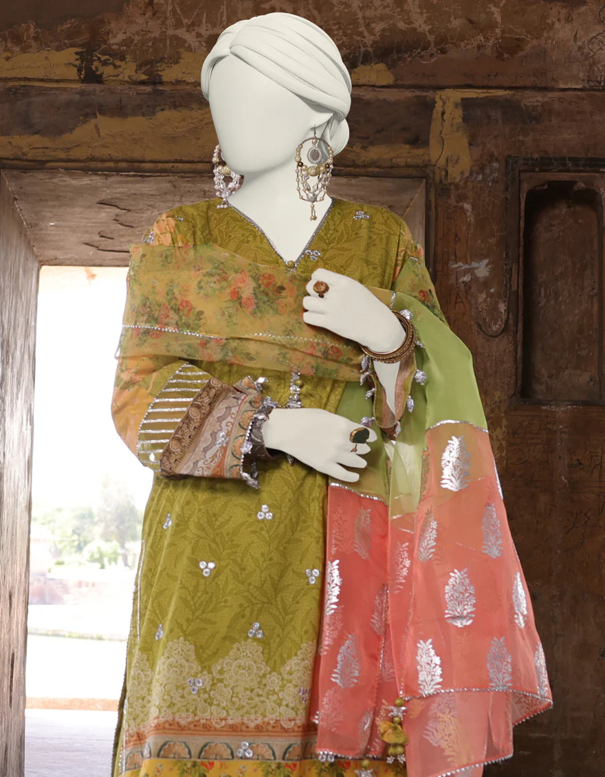 MULTICOLOR LAWN 3PC UNSTITCHED | JLAWN-S-24-457 RUNG-01 - Image 3