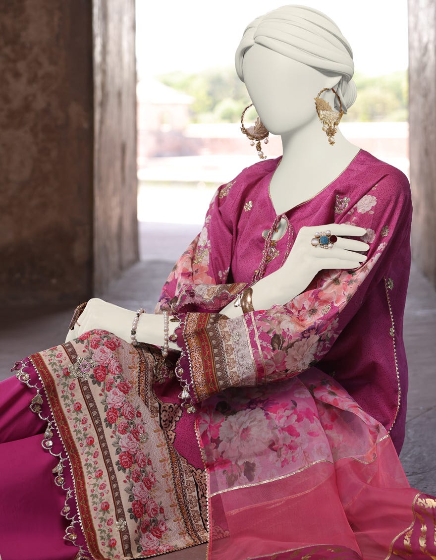 MULTICOLOR LAWN 3PC UNSTITCHED | JLAWN-S-24-459 RUNG-03 - Image 2