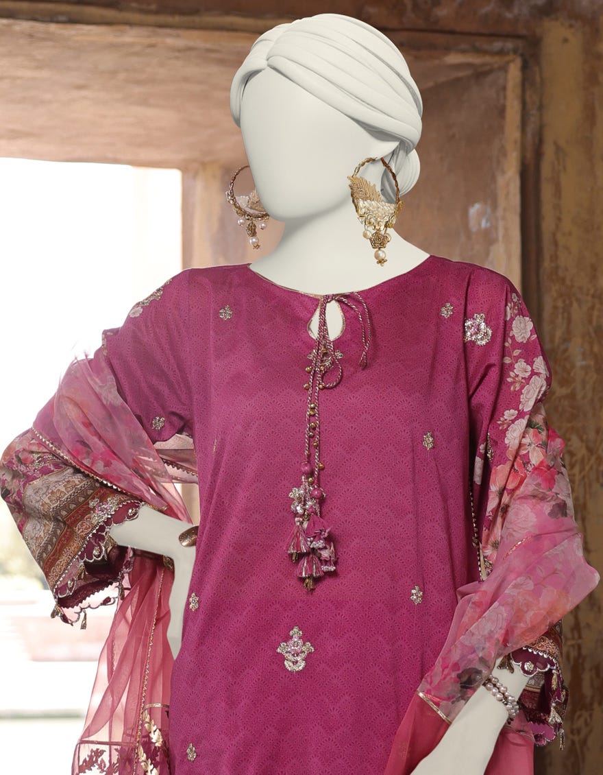MULTICOLOR LAWN 3PC UNSTITCHED | JLAWN-S-24-459 RUNG-03 - Image 3