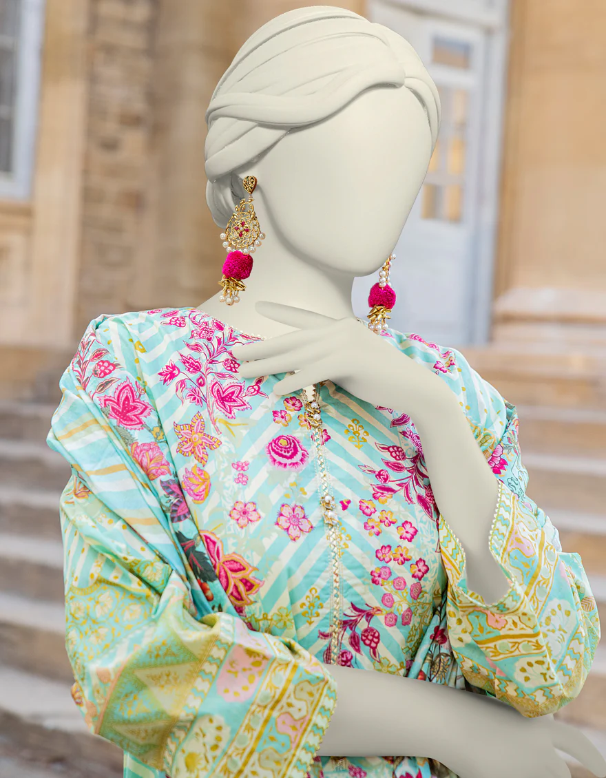 GREEN PRINTED 3PC STITCHED | JLAWN-S-24-461/S ROYAL PASTEL-01 - Image 2