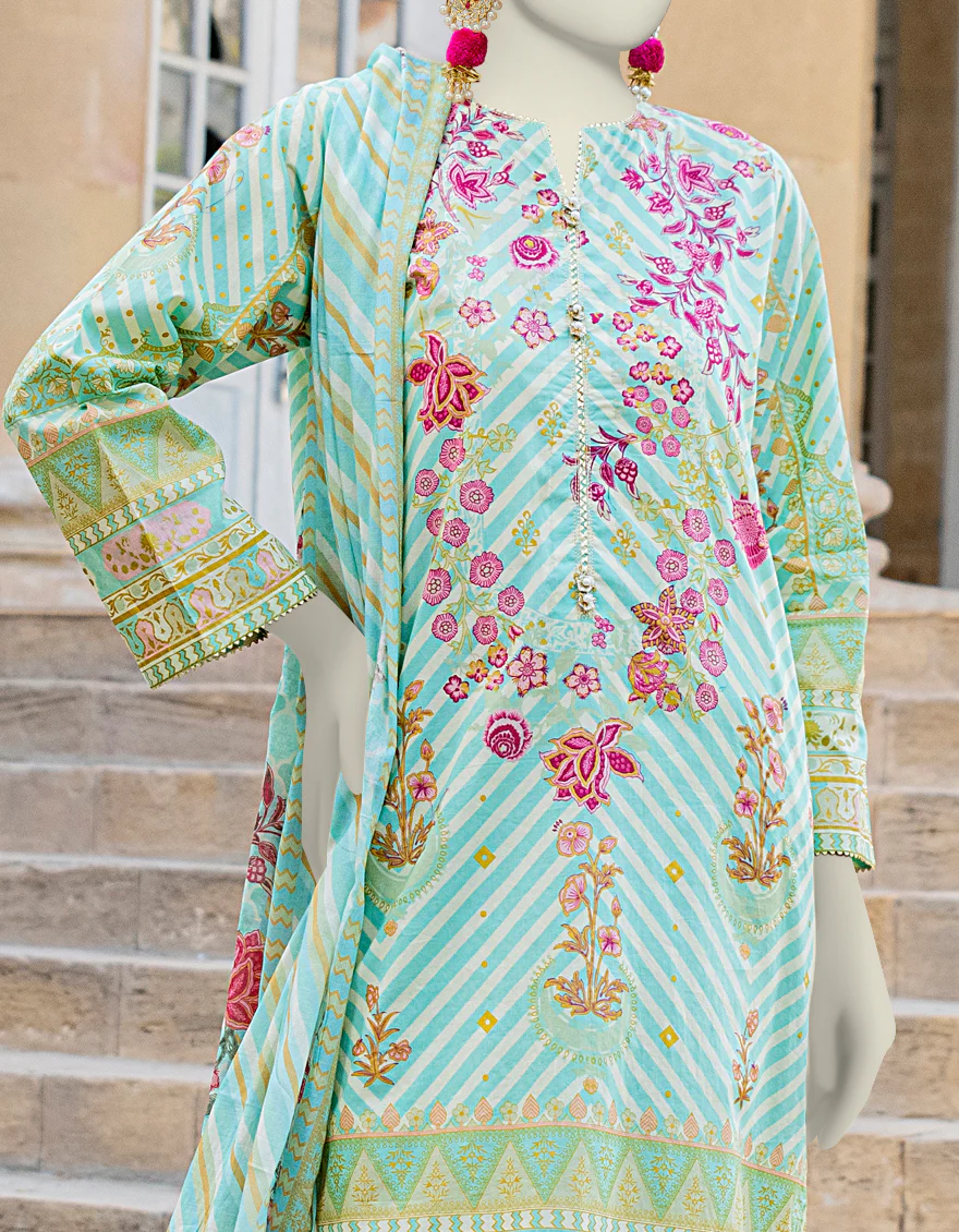 GREEN PRINTED 3PC STITCHED | JLAWN-S-24-461/S ROYAL PASTEL-01 - Image 3