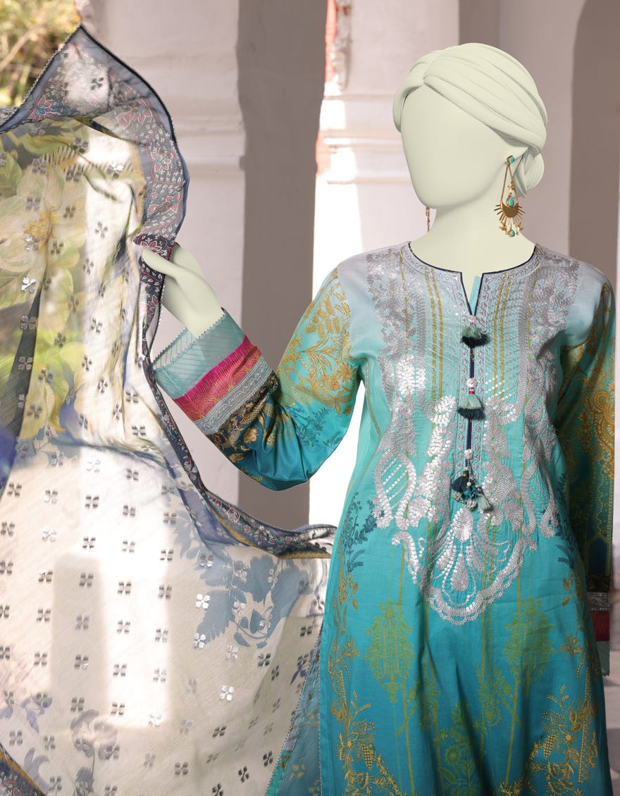MULTICOLOR LAWN 3PC UNSTITCHED | JLAWN-S-24-462 RUNG O ROGHAN-02 - Image 2