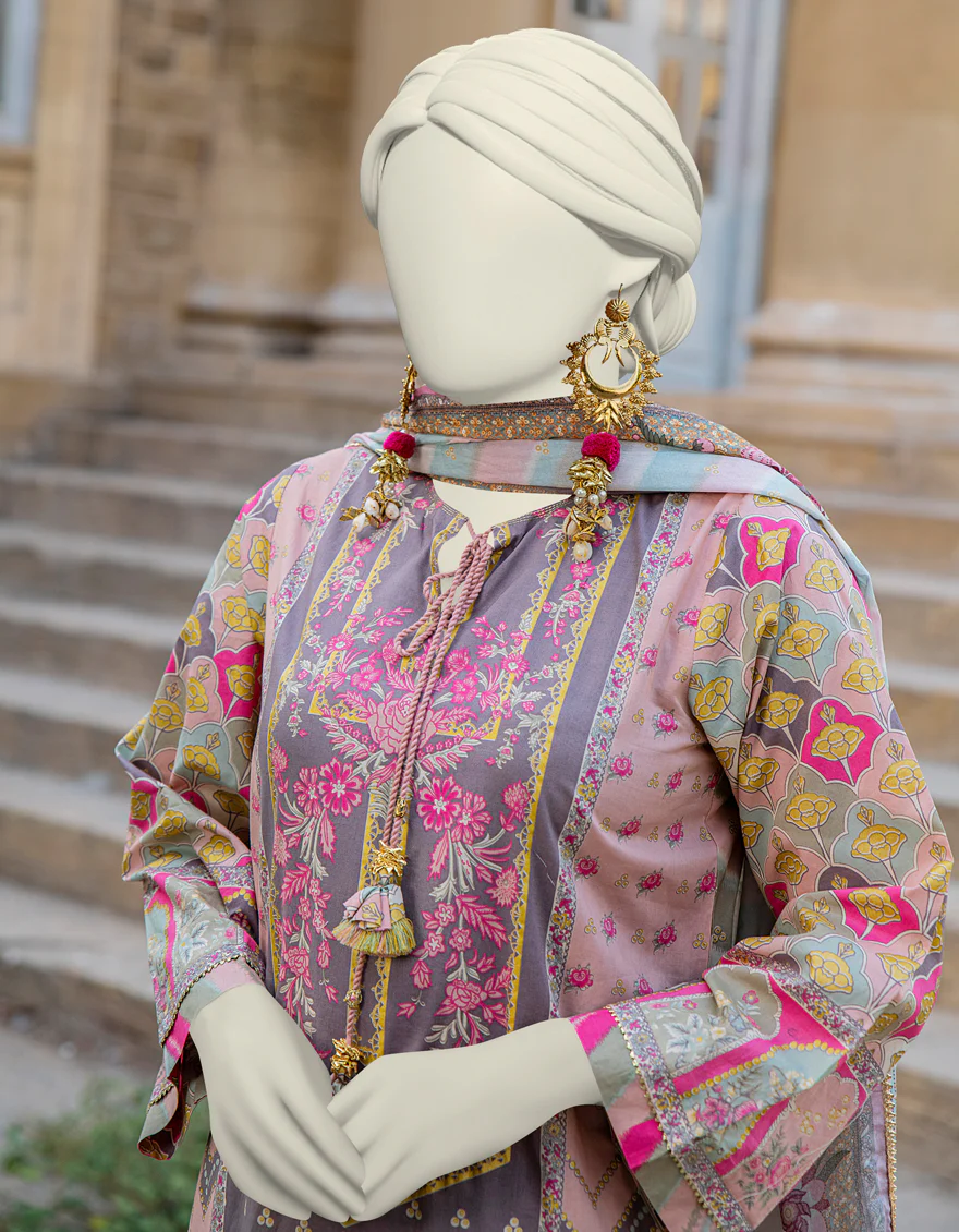 PINK CAMBRIC 3PC STITCHED | JLAWN-S-24-462/S ROYAL PASTEL-2 - Image 3