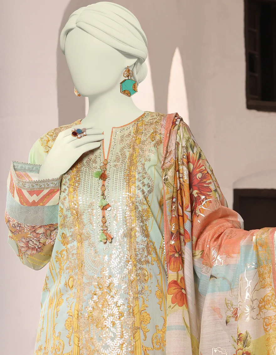 MULTICOLOR LAWN 3PC UNSTITCHED | JLAWN-S-24-463 RUNG O ROGHAN-03 - Image 2