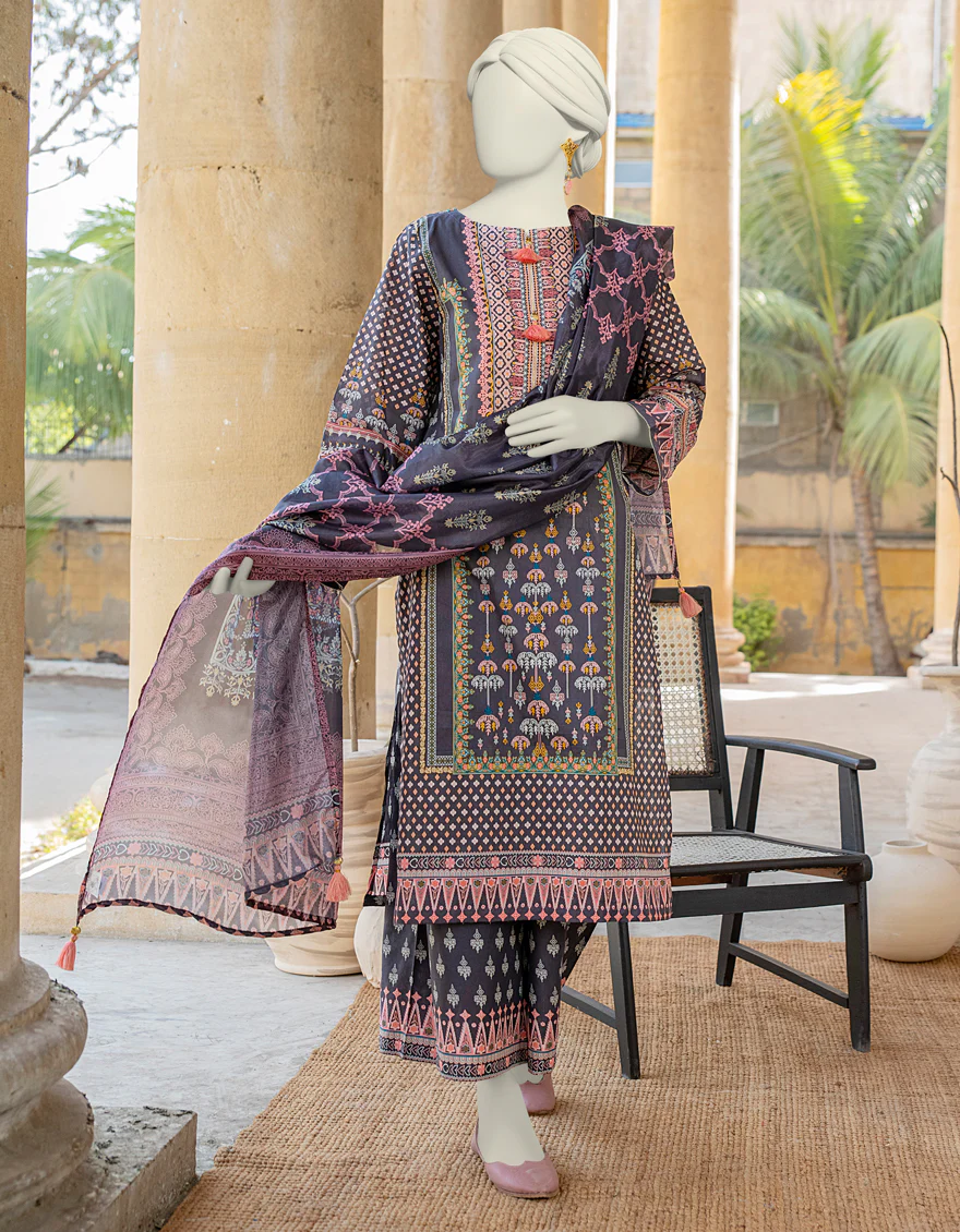 GREY LAWN 3PC STITCHED | JLAWN-S-24-465/S ETHNIC CHARM-01
