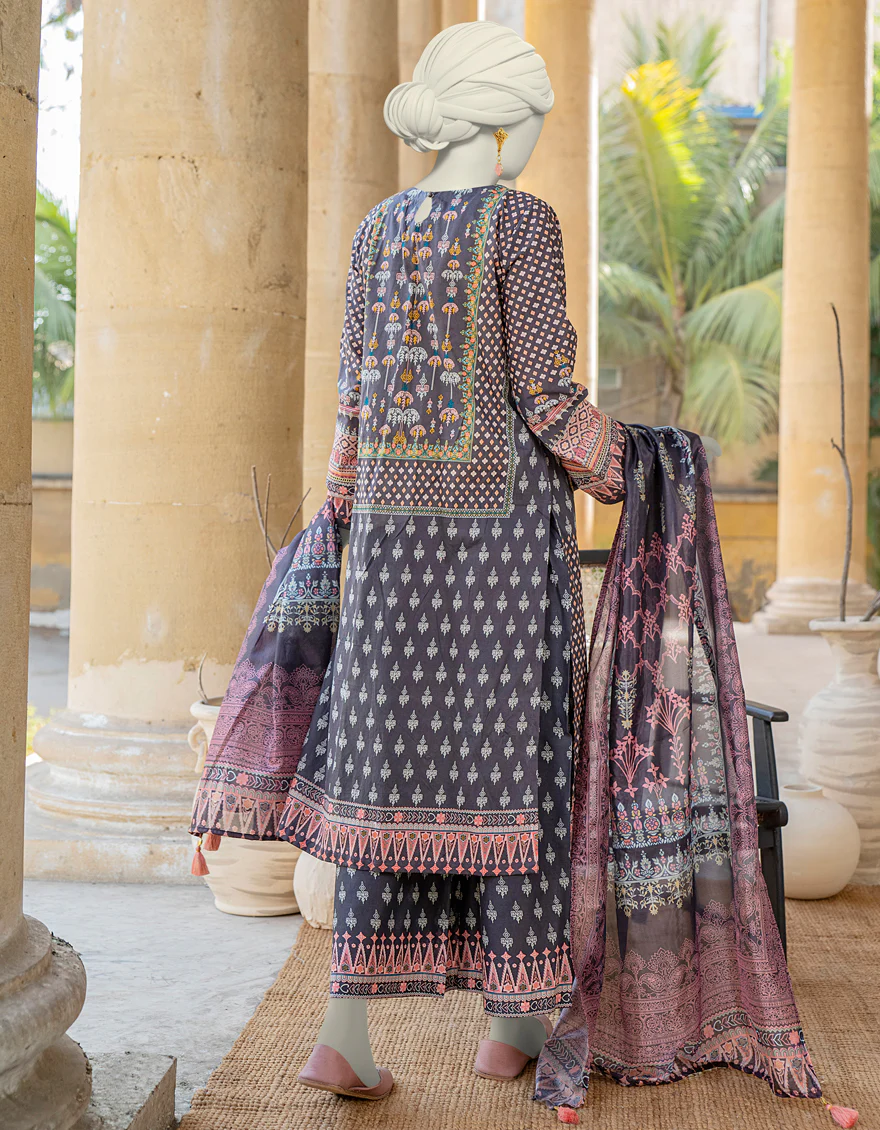 GREY LAWN 3PC STITCHED | JLAWN-S-24-465/S ETHNIC CHARM-01 - Image 2