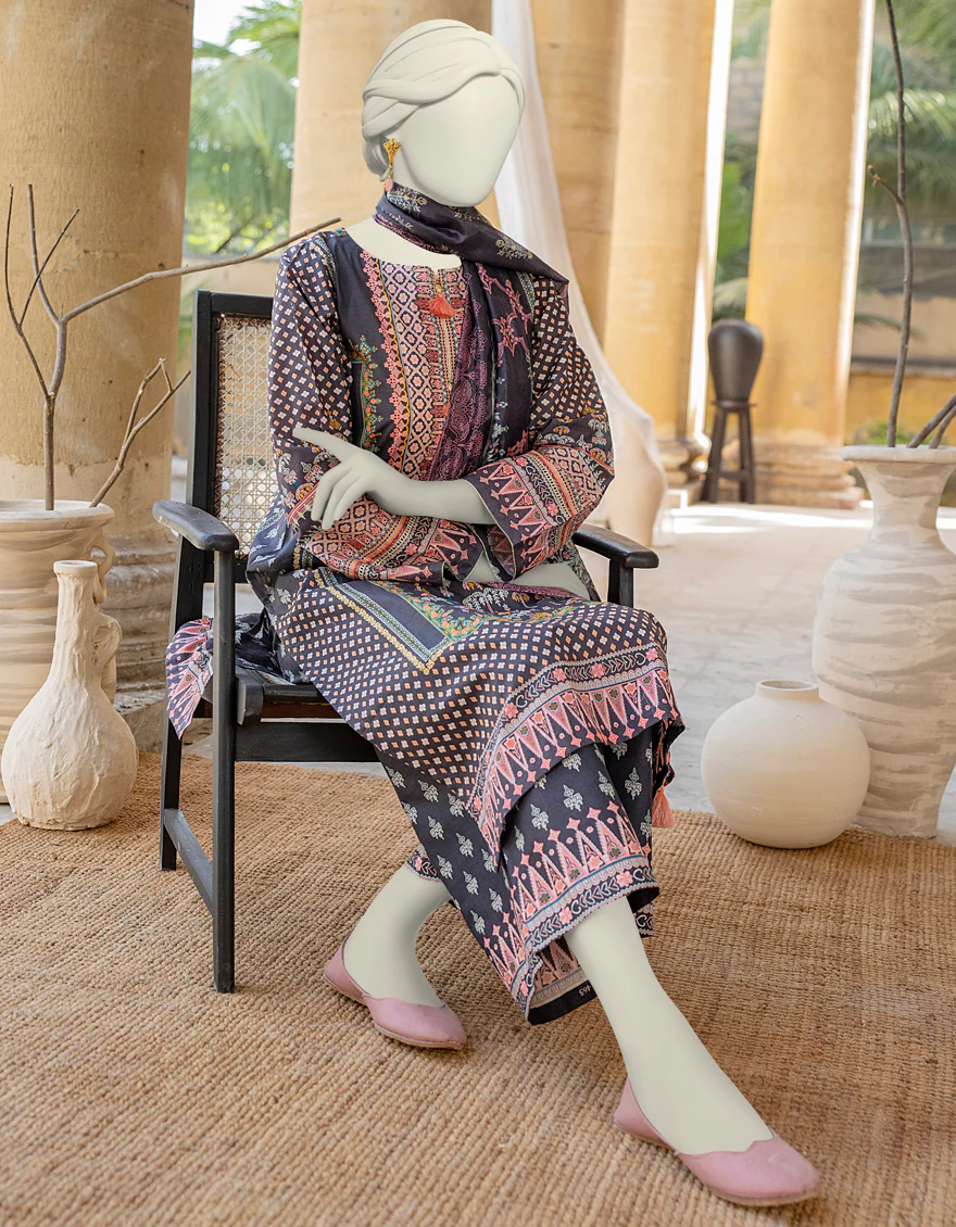 GREY LAWN 3PC STITCHED | JLAWN-S-24-465/S ETHNIC CHARM-01 - Image 3