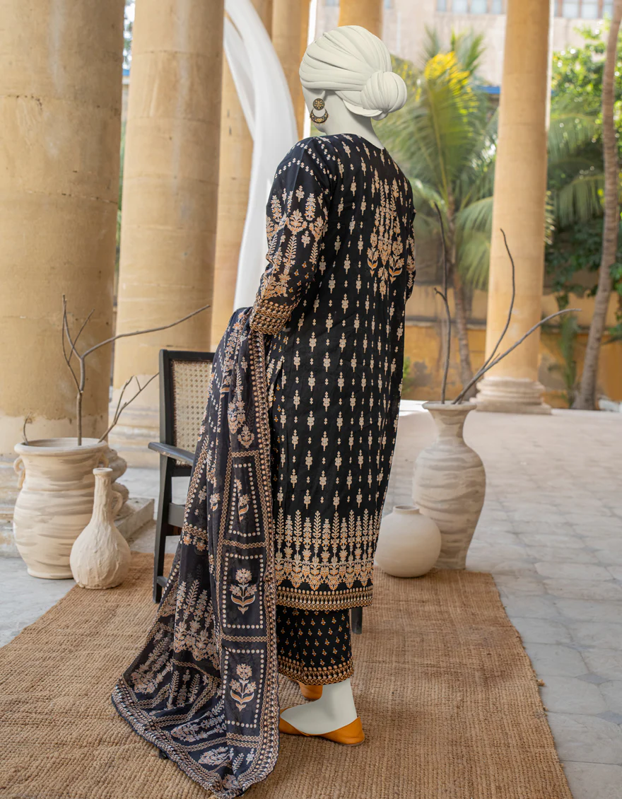 BLACK LAWN 3PC STITCHED | JLAWN-S-24-466/S ETHNIC CHARM-02 - Image 2