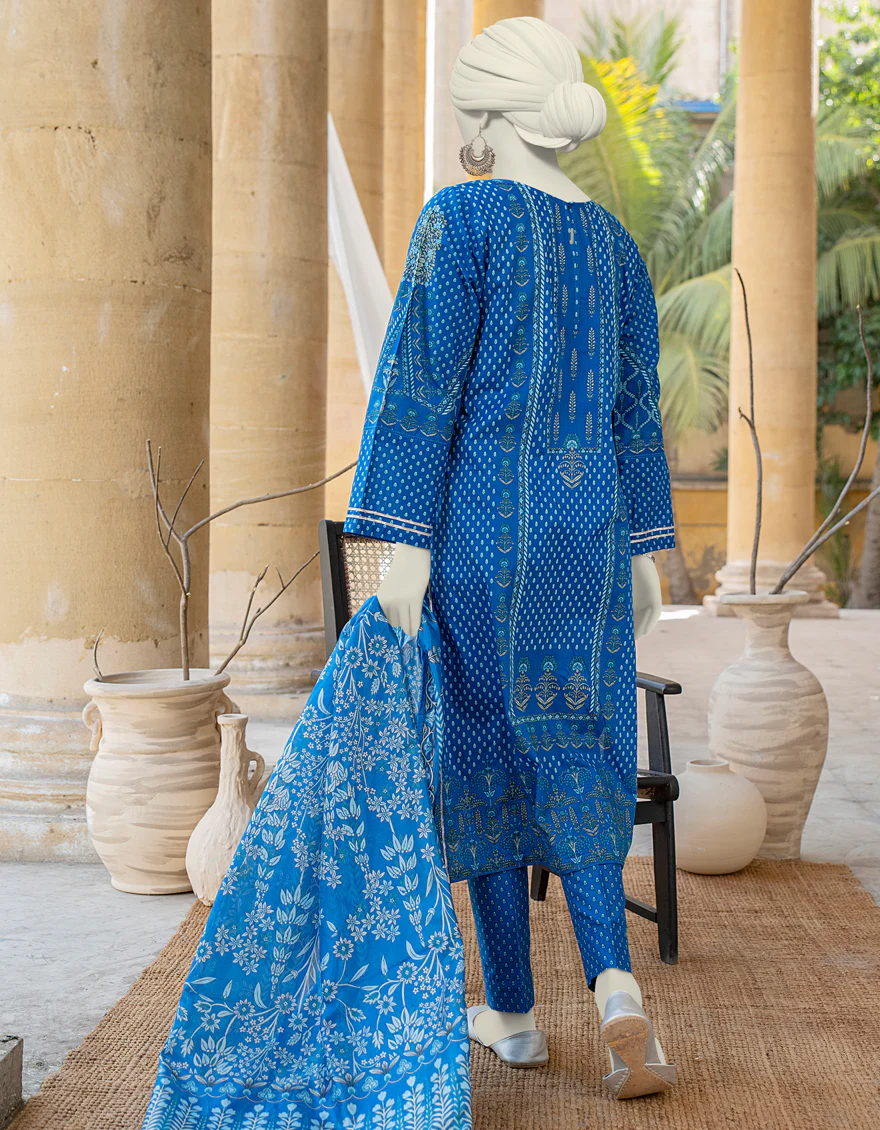 BLUE LAWN 3PC STITCHED | JLAWN-S-24-467/S ETHNIC CHARM-03 - Image 2