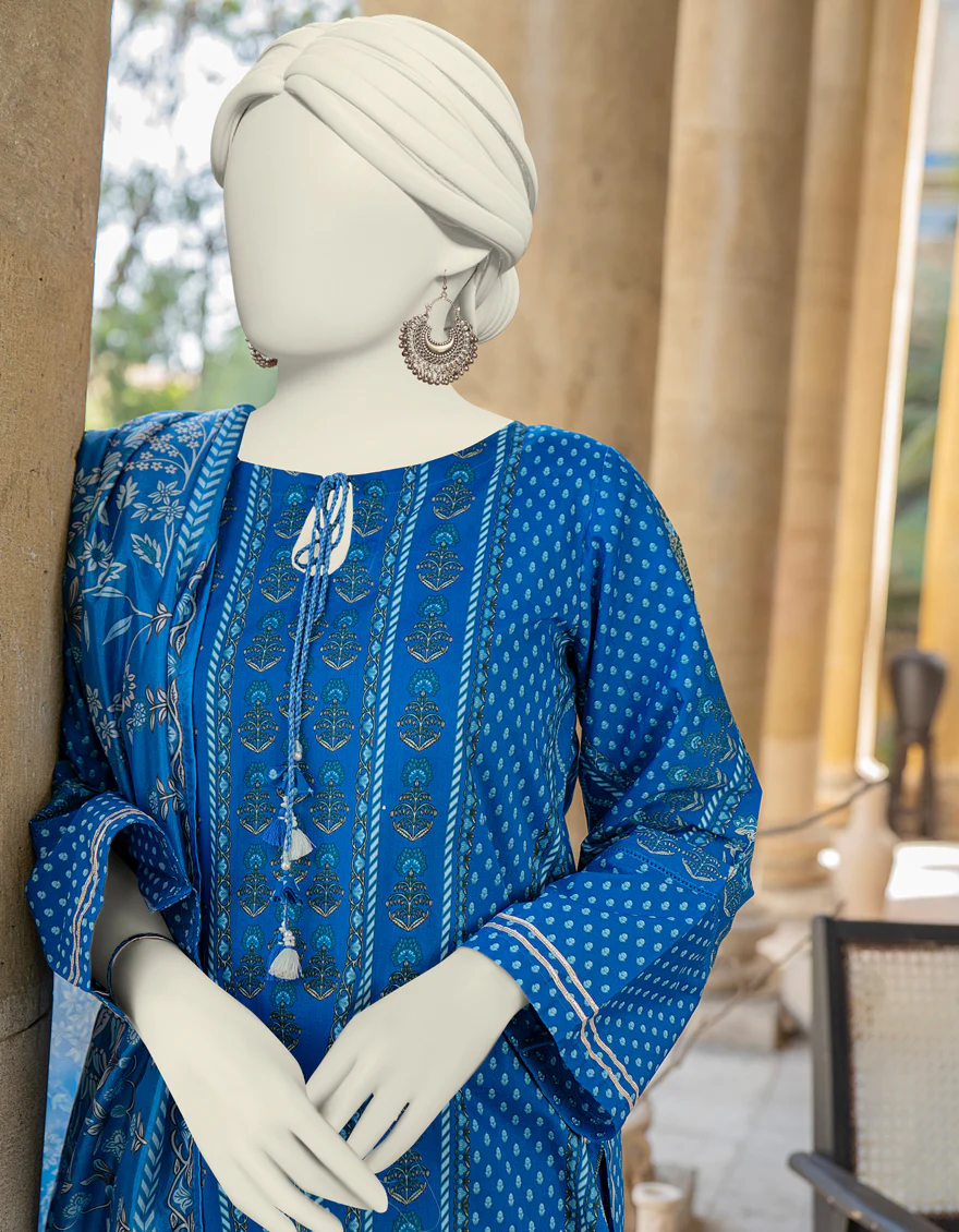 BLUE LAWN 3PC STITCHED | JLAWN-S-24-467/S ETHNIC CHARM-03 - Image 3
