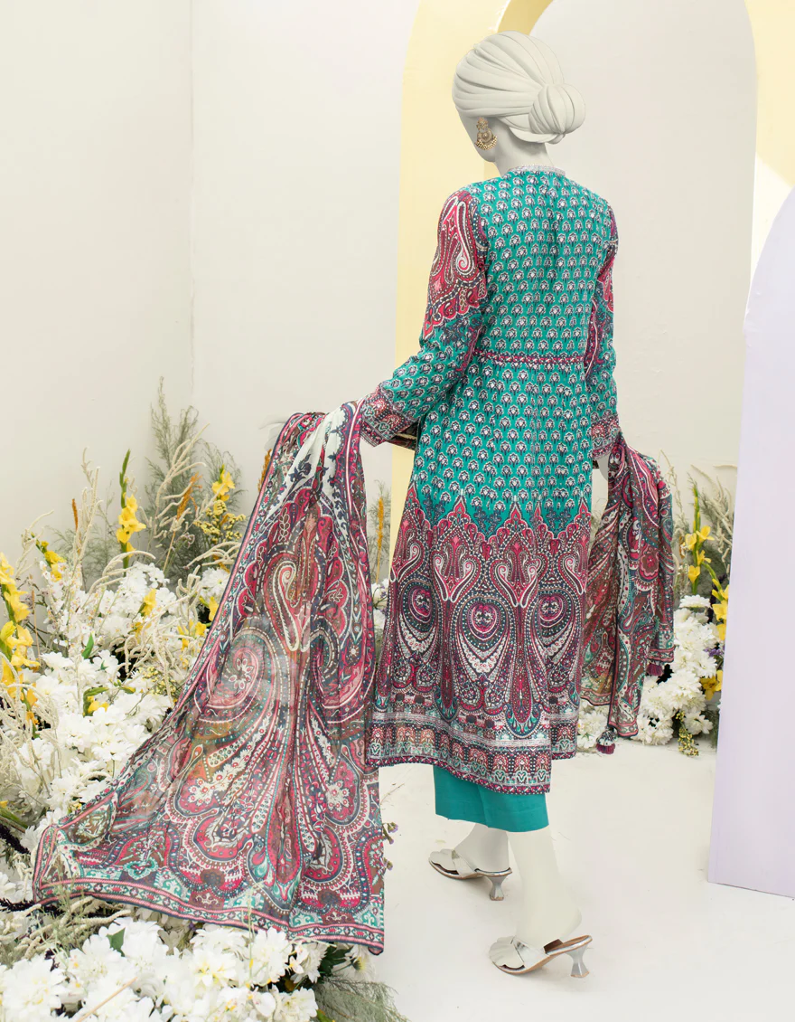GREEN LAWN 3PC STITCHED | JLAWN-S-24-469/S MAHARANI-A-01 - Image 2
