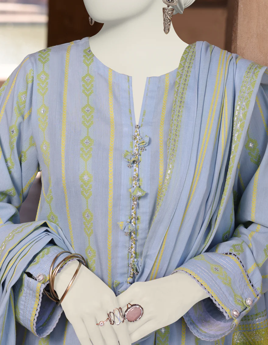 BLUE JACQUARD 3PC UNSTITCHED | JLAWN-S-24-470 NAQASH-E-ZARI-2 - Image 2