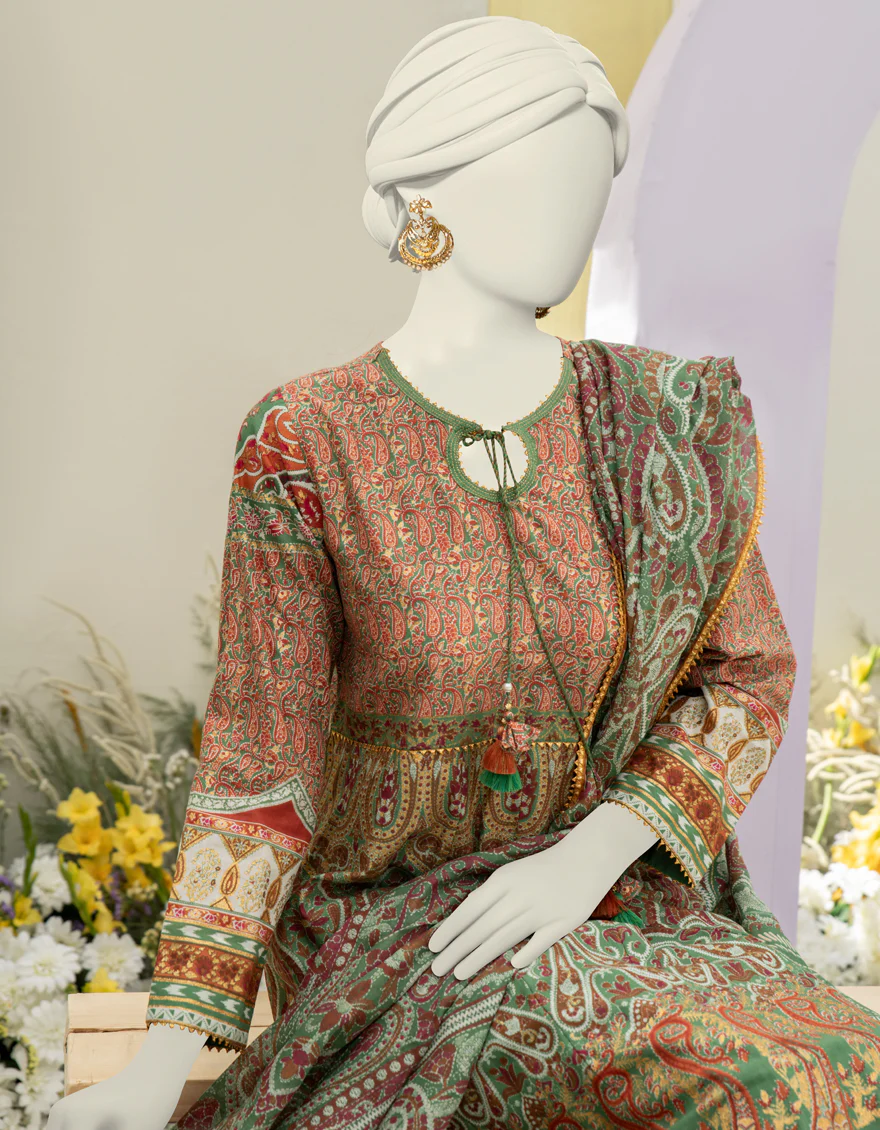 GREEN LAWN 3PC STITCHED | JLAWN-S-24-470/S MAHARANI-A-02 - Image 3