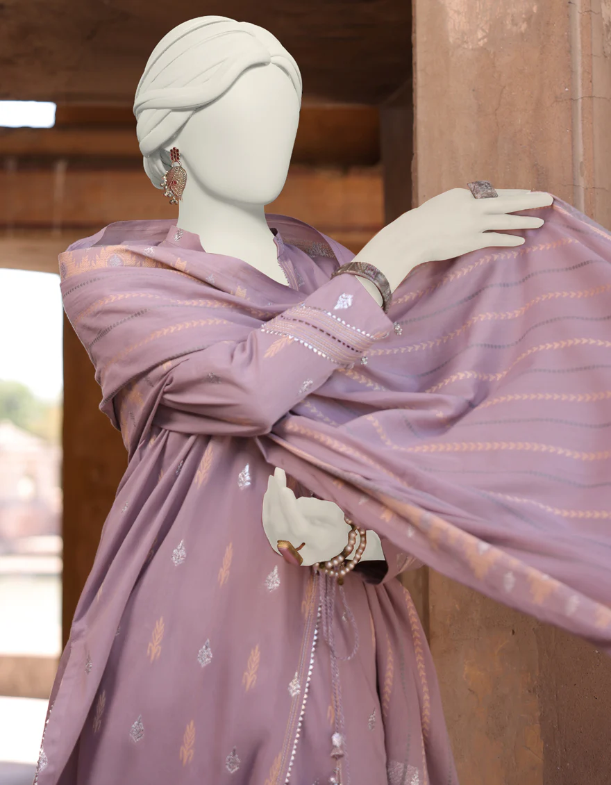PURPLE JACQUARD 3PC UNSTITCHED | JLAWN-S-24-471 NAQASH-E-ZARI-3 - Image 2