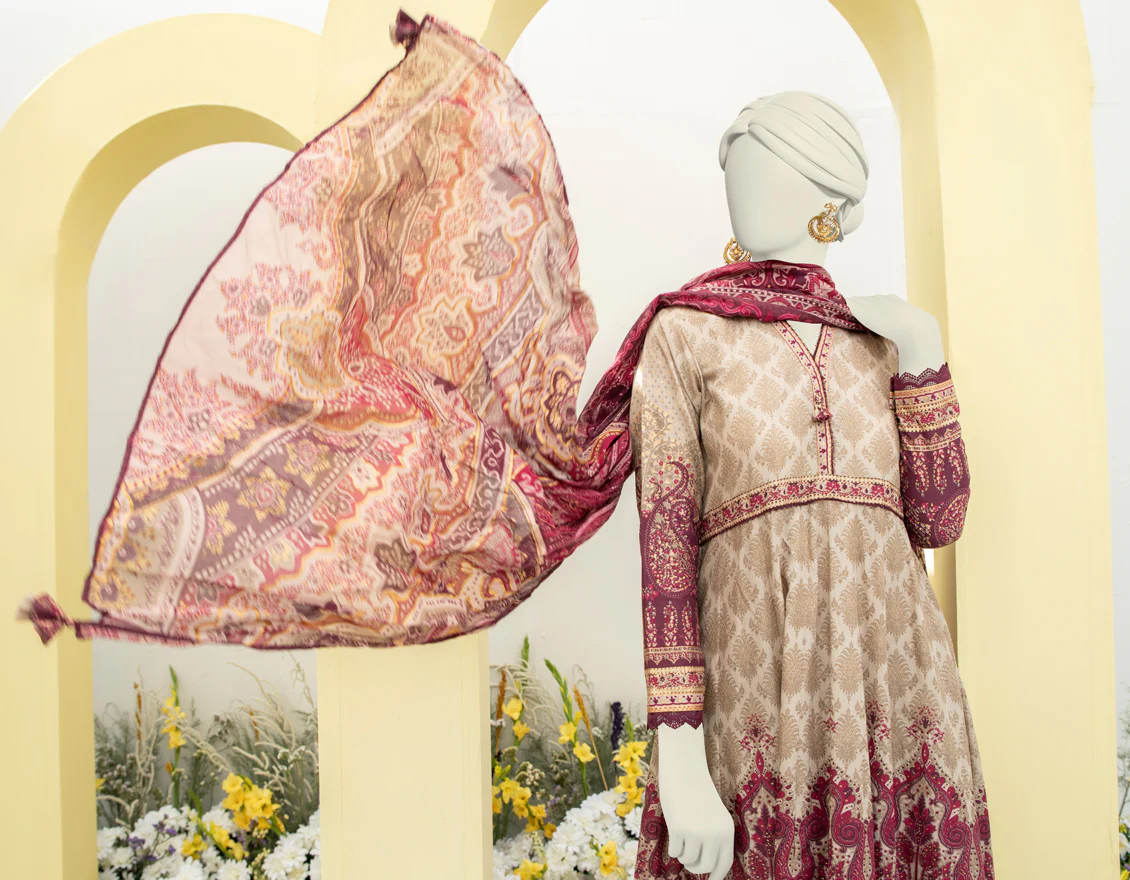 BROWN LAWN 3PC STITCHED | JLAWN-S-24-471/S MAHARANI-A-03 - Image 3