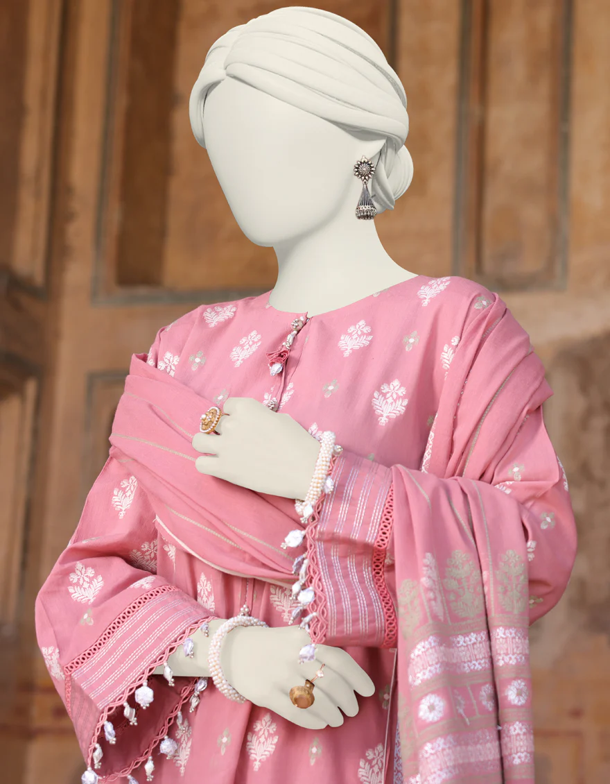 PINK JACQUARD 3PC UNSTITCHED | JLAWN-S-24-472 NAQASH-E-ZARI-4 - Image 2