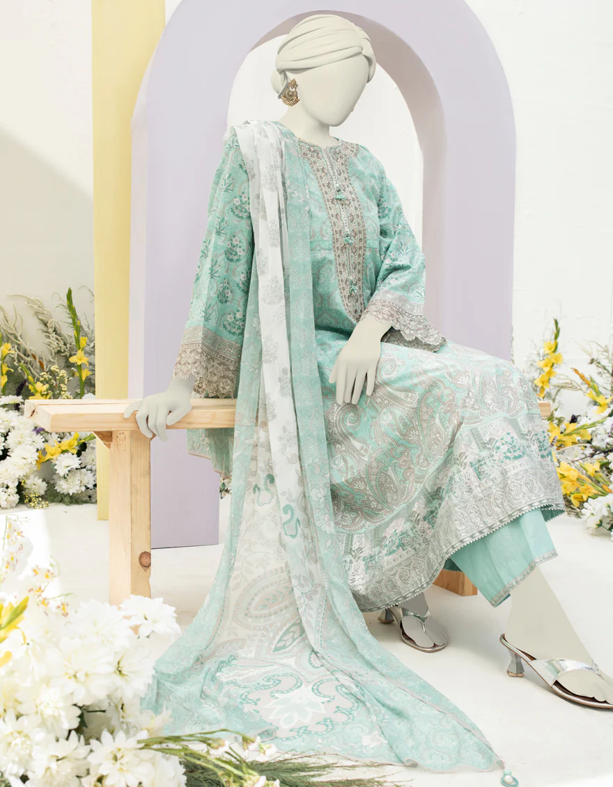 GREEN LAWN 3PC STITCHED | JLAWN-S-24-472/S MAHARANI-B-1 - Image 3