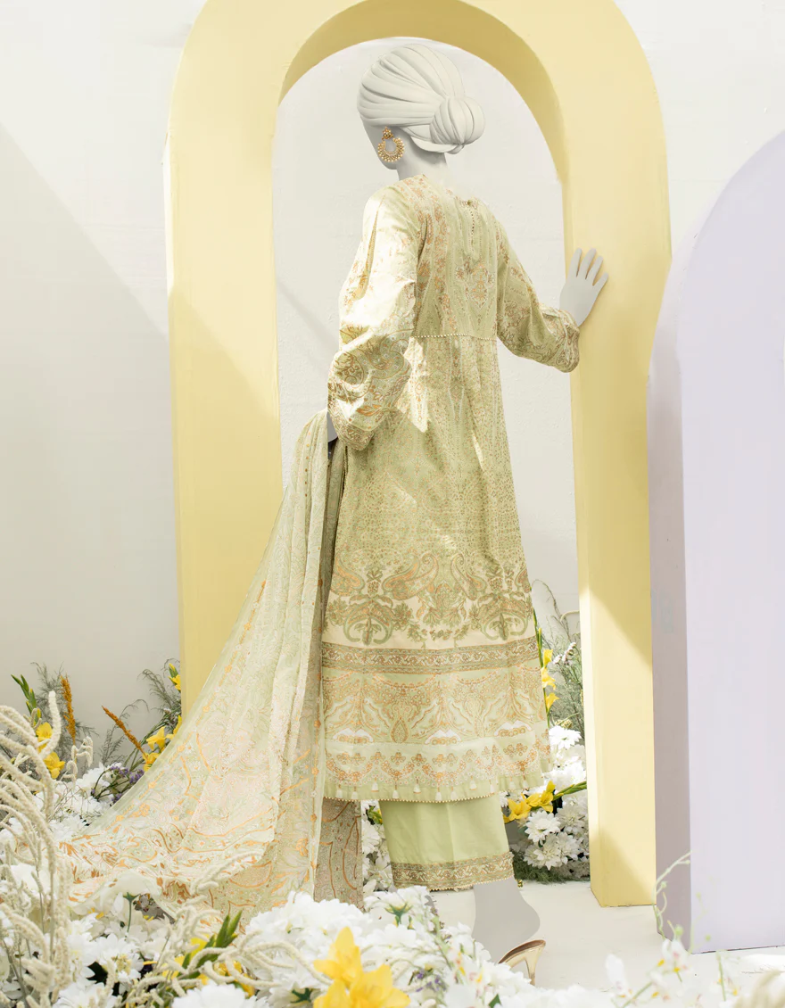 GREEN LAWN 3PC STITCHED | JLAWN-S-24-474/S MAHARANI-B-3 - Image 2