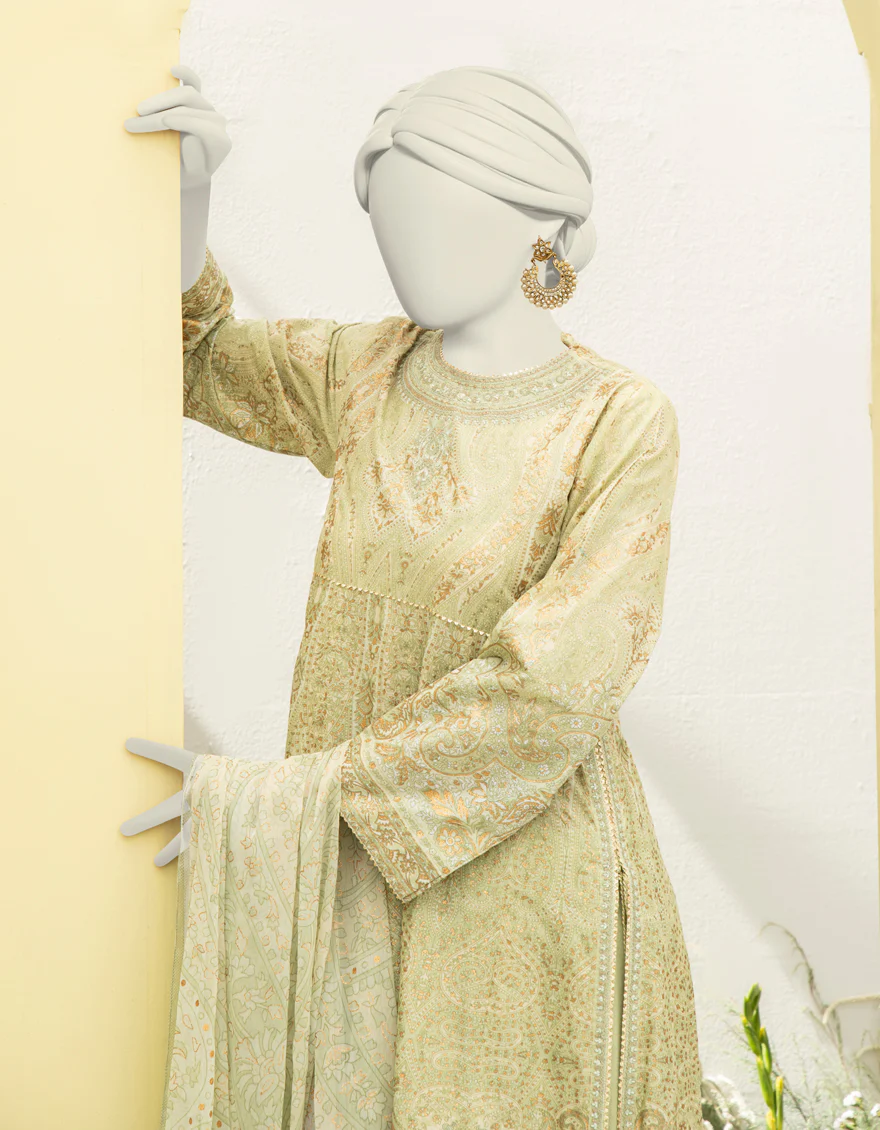 GREEN LAWN 3PC STITCHED | JLAWN-S-24-474/S MAHARANI-B-3 - Image 3