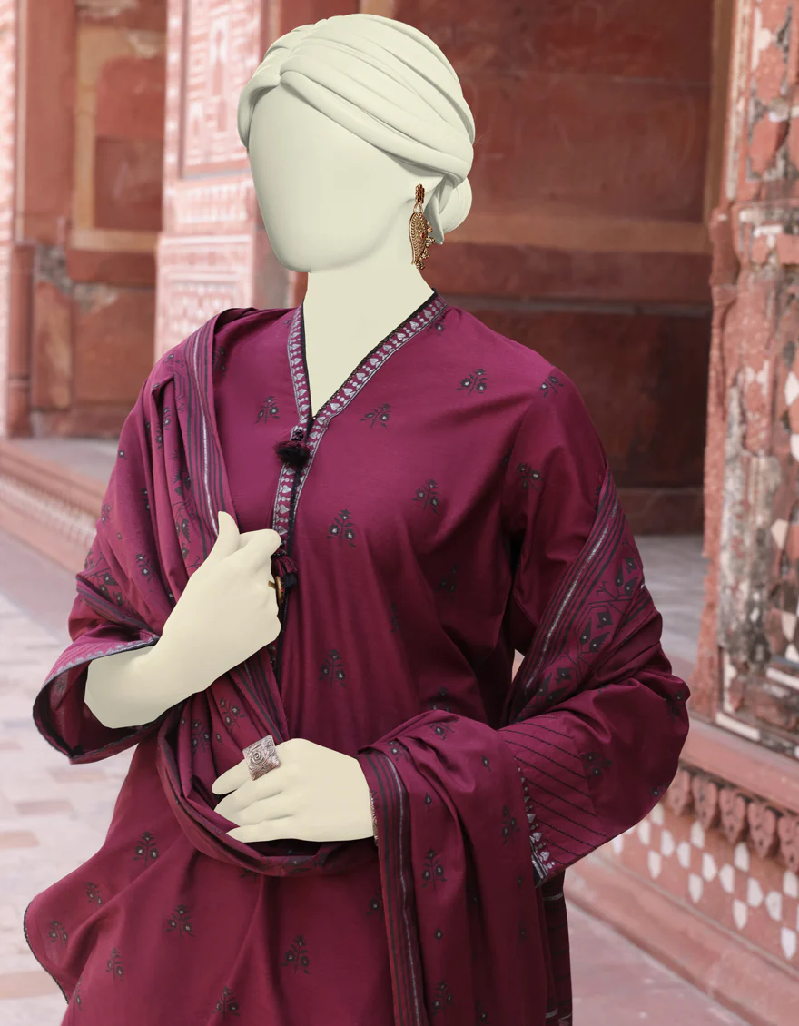 RED LAWN 3PC UNSTITCHED | JLAWN-S-24-480 GLITTERS-4 - Image 3