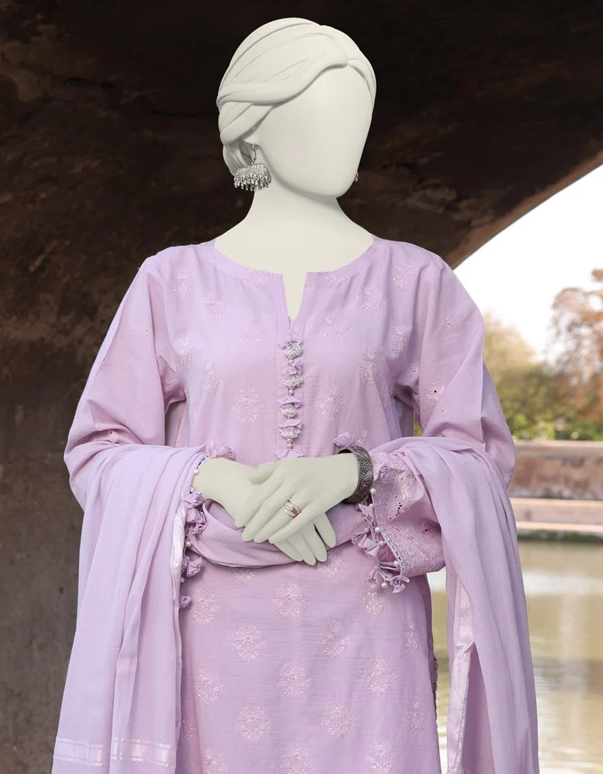 PURPLE CAMBRIC 3PC UNSTITCHED | JLAWN-S-24-483 SCHIFFLI-03 - Image 3
