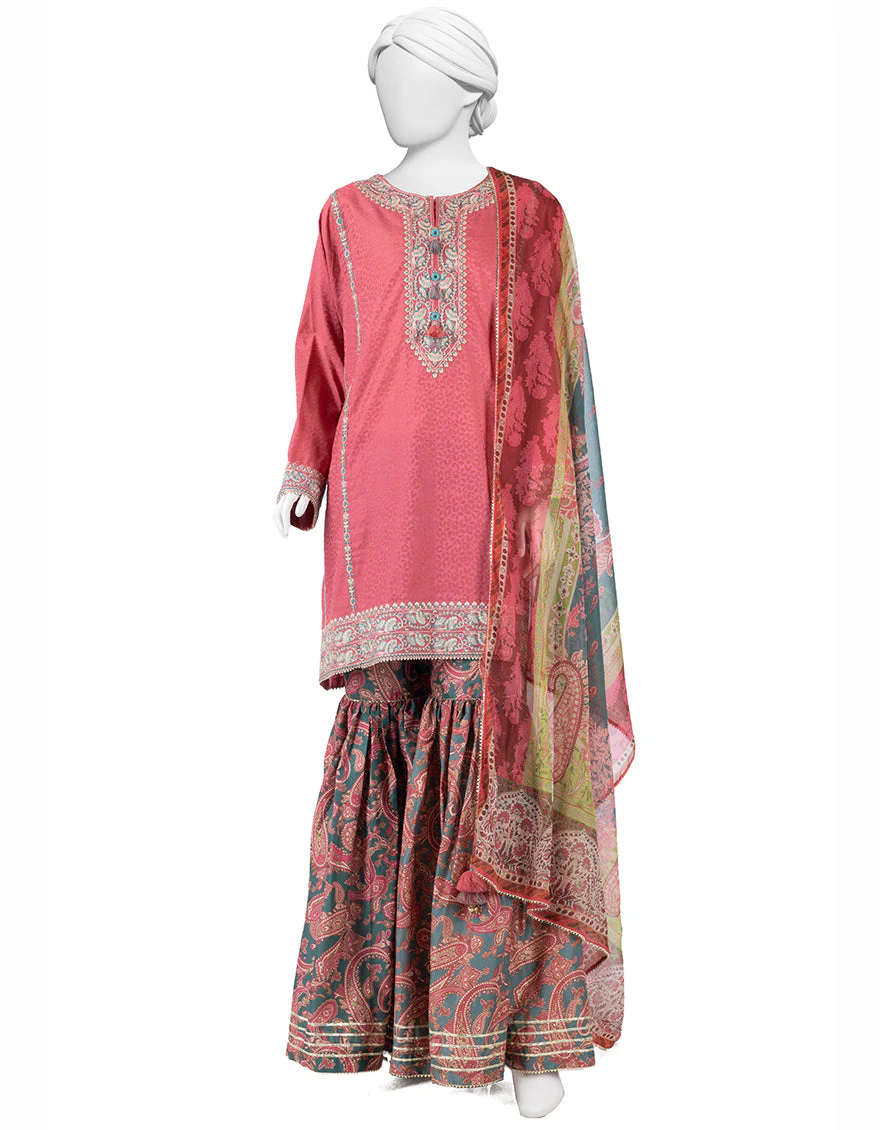 PINK DOBBY 3PC STITCHED | JLAWN-S-25-015/S KASHMIRI-03