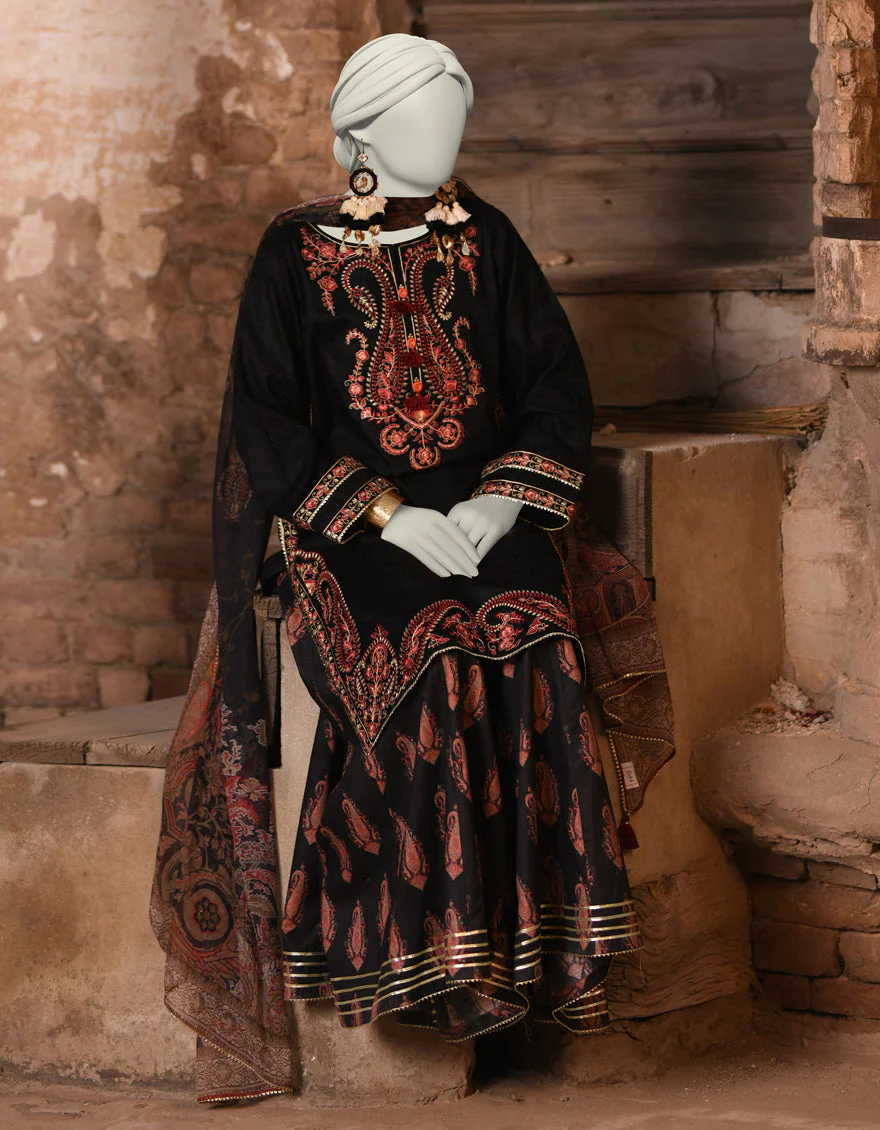 BLACK DOBBY 3PC STITCHED | JLAWN-S-25-016/S KASHMIRI-04 - Image 2